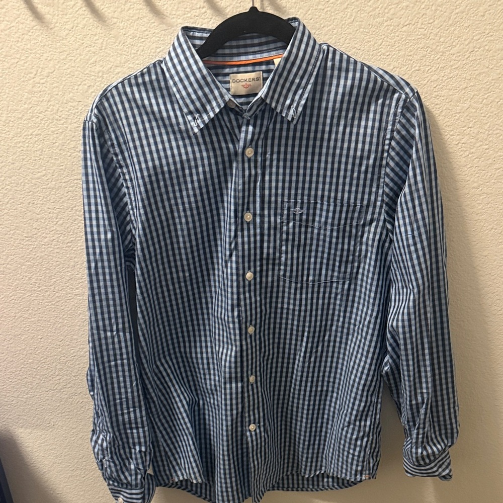 Dockers Navy Gingham Men's Shirt